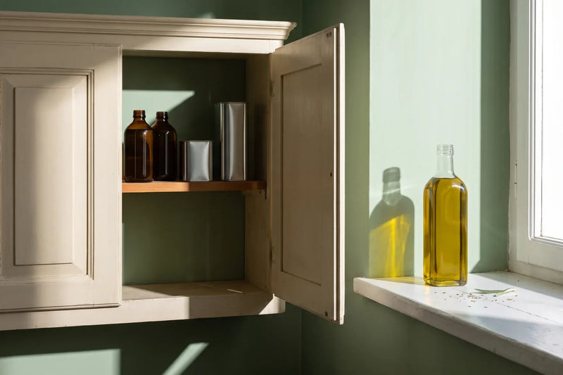 Olive oil kept in a cool cupboard away from the sunny window, the right way to store it