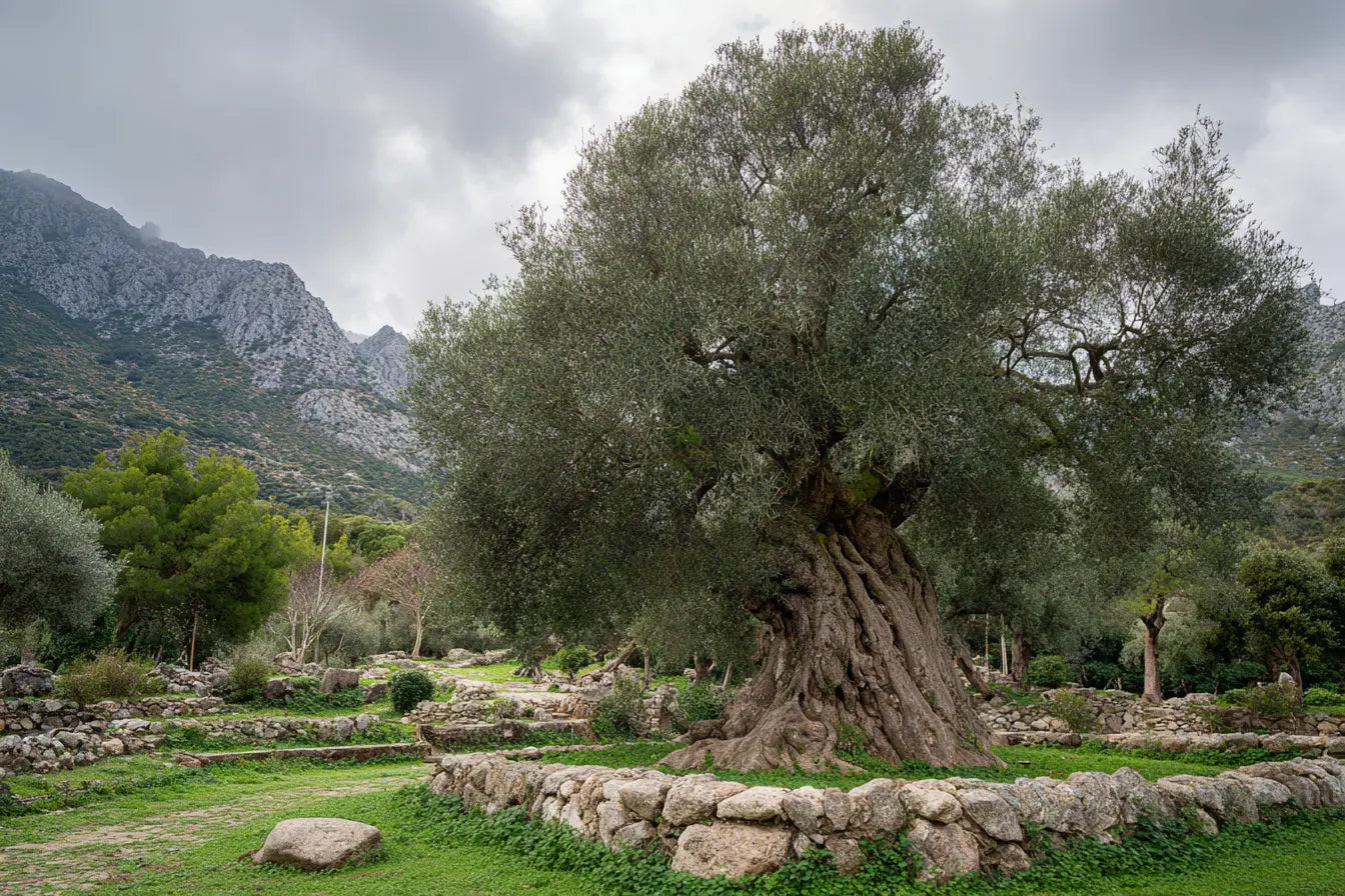 An ancient olive tree in the mountains