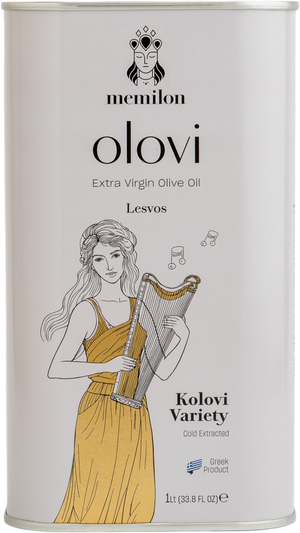 Memilon Lesvos rare Kolovi Greek extra virgin olive oil, 33.8 fl oz tin