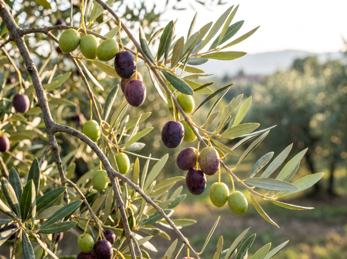 Ripening olives on the branch